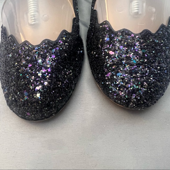 Sam Edelman Scalloped Sparkly Flats Black Size 7 - Picture 2 of 8